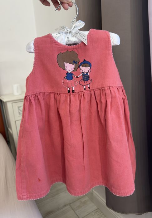 Little Kokoro letnia koralowa sukienka z odkrytymi ramionami dla dziewczynki 1-2 latka