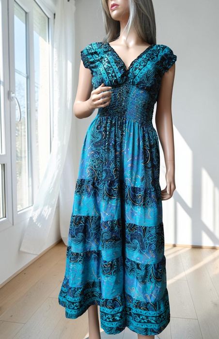 Sukienka letnia boho mix niebieski