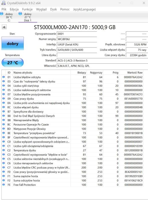 Dysk Seagate 5tb 2,5` SATA