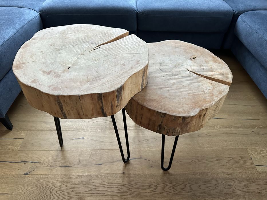 Stoliki plastry drewna