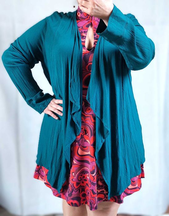 Narzutka kardigan 100% Wiskoza Ann Harvey 48 morska 46