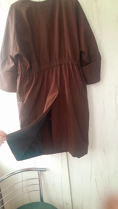 Жакет пальто рукав 3/4 шоколадного кольору розмір 52