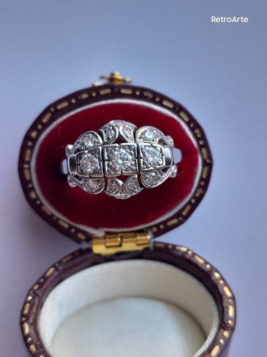 R.13 Pierścionek Art Deco 5.2g Diamenty 0.52ct Złoto 585 WYCENA