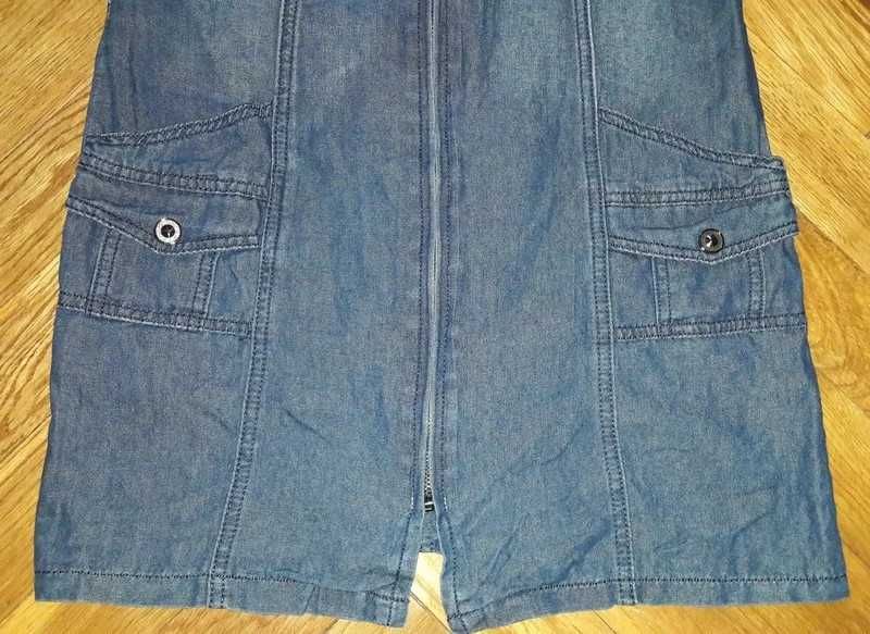Jeansowa sukienka jeans ZIP S/M z haftem