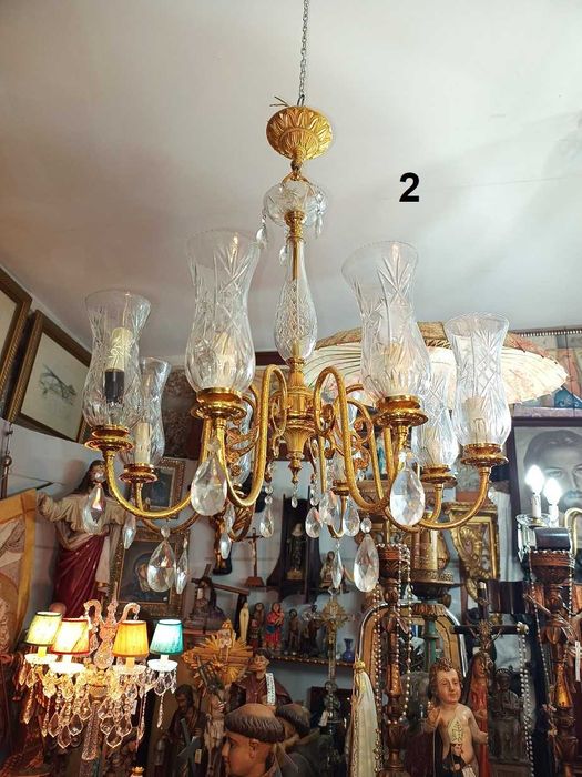 Lustres Cristal Bronze 10 Lâmpadas 8 Lâmpadas