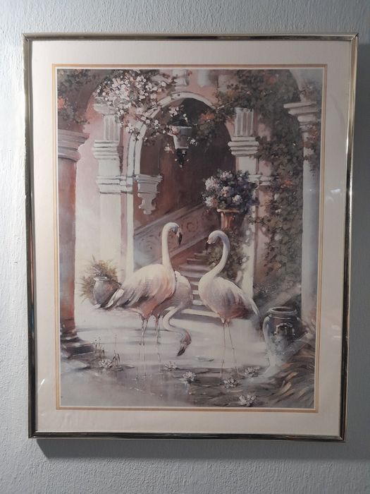 Obraz za szkłem flamingi