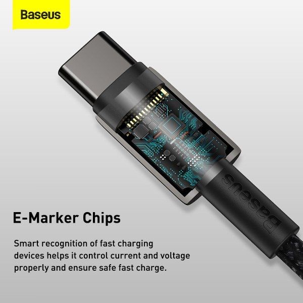 Кабель з чіпом Baseus 100W Type-C to Type-C 2Метр Швидка Зарядка USB-C