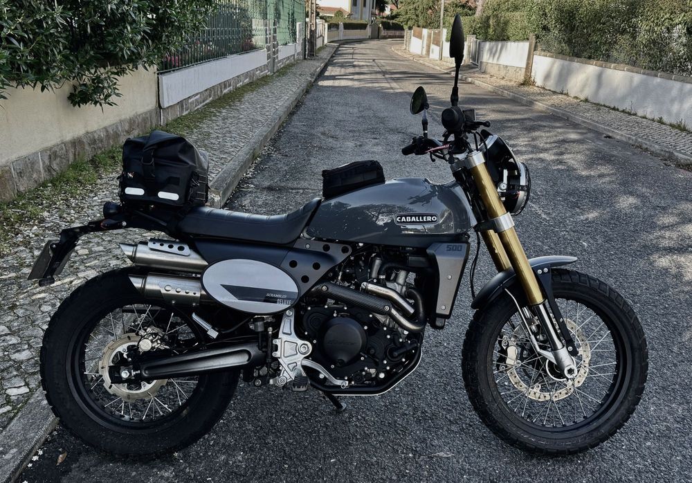 Fantic Caballero 500 Scrambler Deluxe theme. Approx 6800km. Many upgrades!