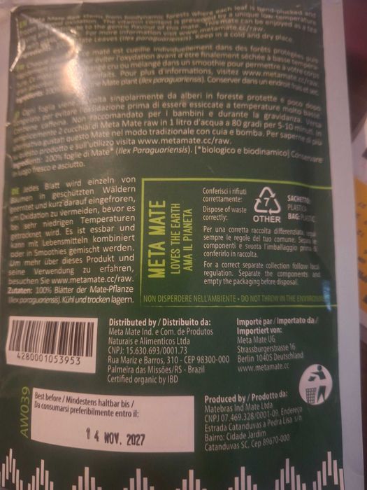 Yerba Mate - Meta Mate Raw  100g