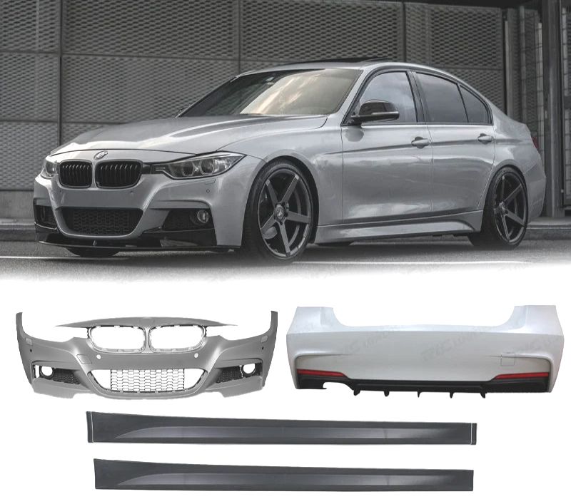 KIT CARROÇARIA BMW F30 LOOK M PERFORMANCE PDC SAÍDA DUPLA
