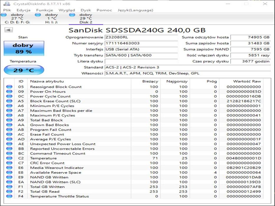 SSD 240GB SanDisk PLus