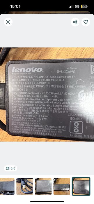 Carregador original Lenovo ADLX9ONLC3A Adaptador