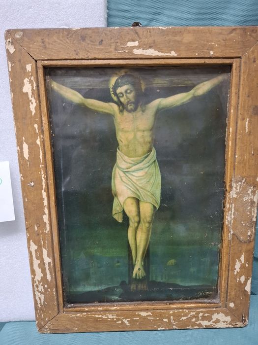 Chrystus na krzyżu obraz religijny vintage