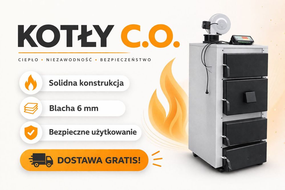Kocioł na DREWNO WĘGIEL 19 kW. Piec zasypowy, piece, kotły, ogrzewanie. 5 KLASA! Dostawa GRATIS!