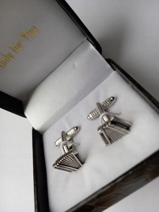 Srebrne Spinki Do Mankietów Akordeon Dla Muzyka Posrebrzane W Pudełku