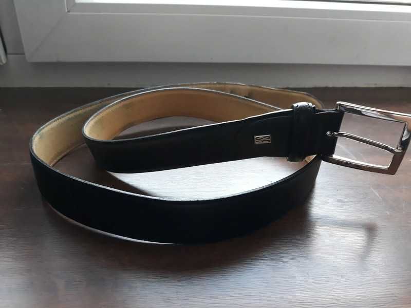 Czarny Włoski skórzany pasek SF