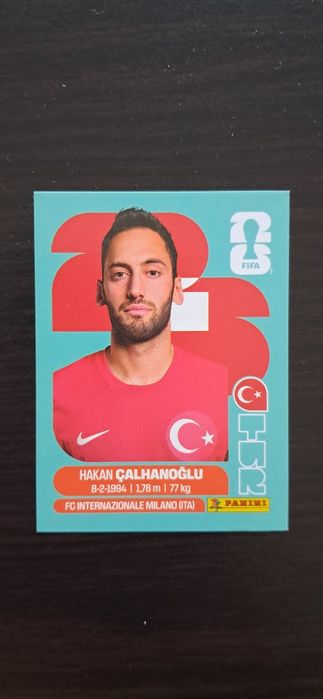 Cromo futebol de Çanhanoglu(Mundial 2026)da Panini
