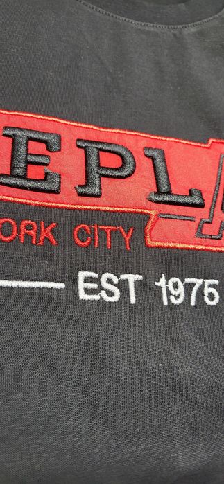 Replay czarna koszulka męska t-shirt bawełna XXL