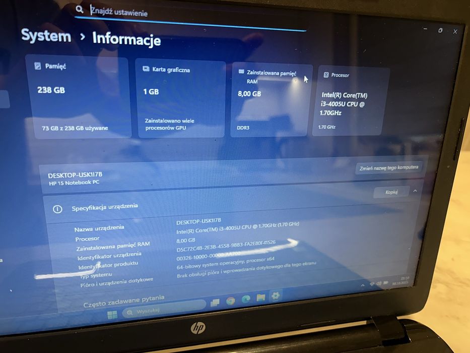 Laptop HP 256gb_ssd/8gb_ram nvidia 1gb