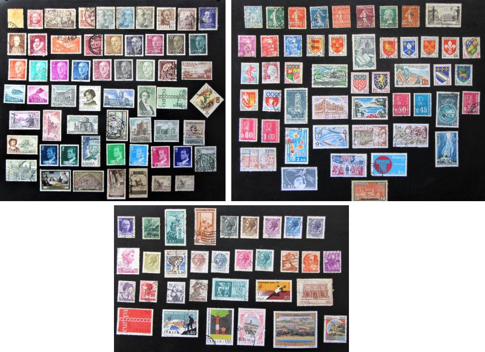 Lote 141 SELOS 1900 a 1981, Espanha, França e Itália (e venda p. país)