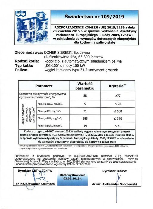 Kocioł na ekogroszek z podajnikiem KG-ECO 100kW moc 5 Klasa EcoDesign