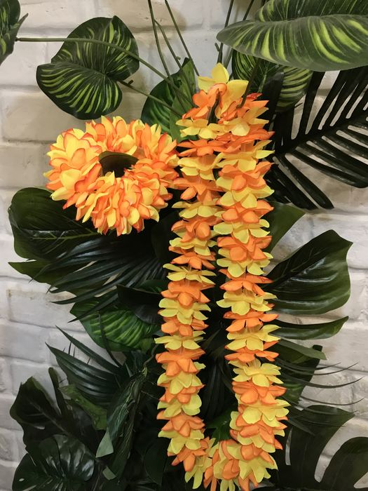 гавайская лея пышная , гавайские бусы, браслет, цветок, гавайская юбка