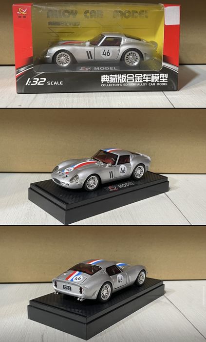 Нова 1:32 машинка Ferrari 250 GTO 1962 металева модель іграшка аато