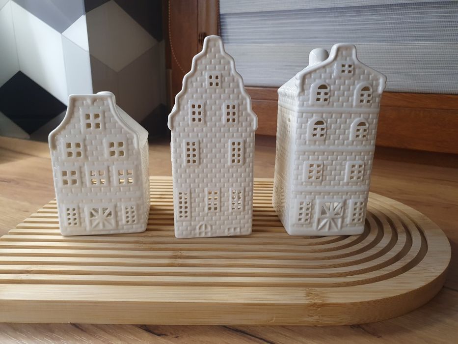 3 domki, kamieniczki świąteczne, ceramiczne. Nowe. Darmowa dostawa