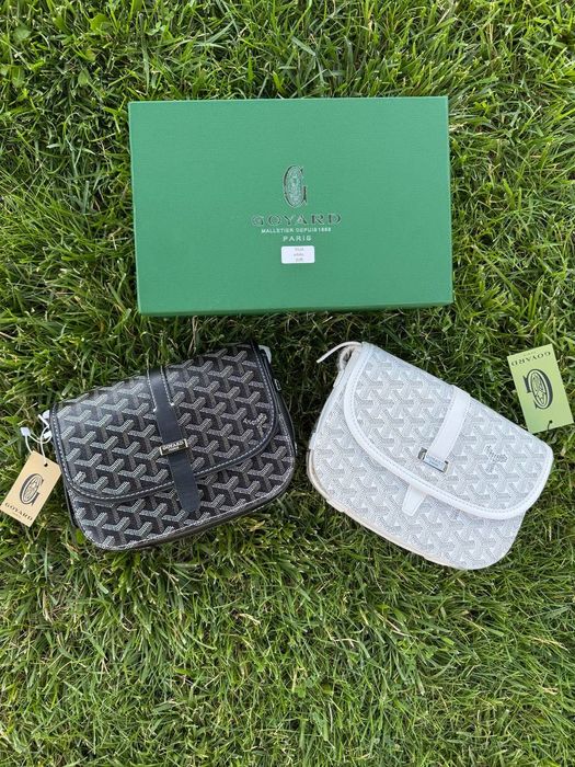 Сумка Goyard месенджер через плече гуаярд чорна і біла з коробкою і бе