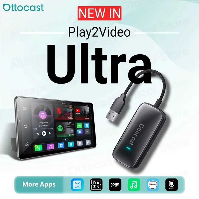 Ottocast Play2Video Ultra AI Box 3-в-1, CarPlay/Android Auto
