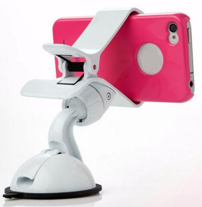 Suporte de telemóvel c/ ventosa para-brisas do carro - Branco