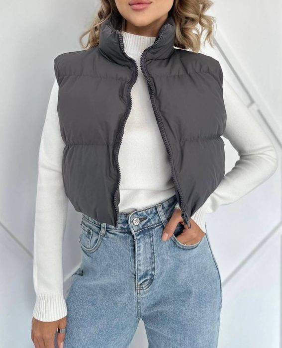 БЕЗКОШТОВНА ДОСТАВКА! Укорочена жіноча жилетка, дуда весіння жилетка