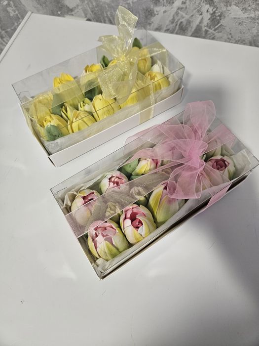 Зефірні квіти букети композиції чайна пара тюльпани з зефіру 8 березня