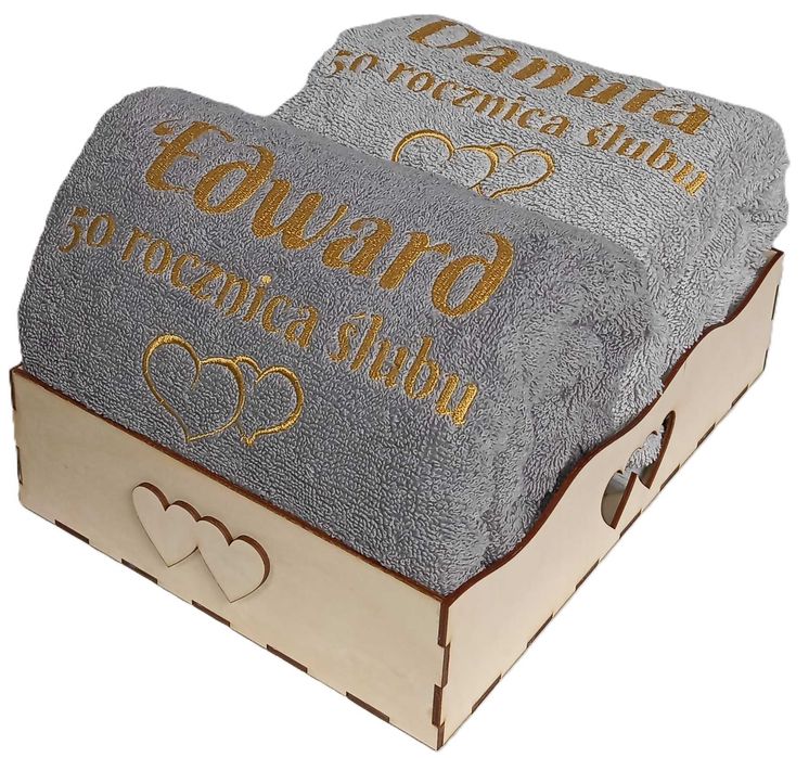 Ręczniki z Haftem Imię 100x50 Zestaw Na Rocznicę Ślub 500gr