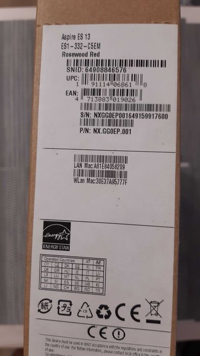 Laptop Acer ES1-332 series (obudowa, ekran, pamięć, bateria)