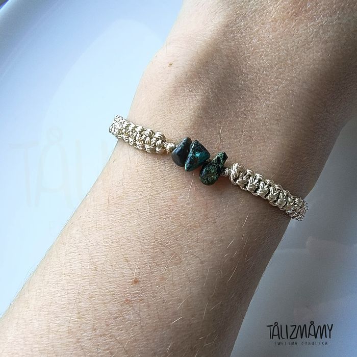 Bransoletka handmade na sznurku kamienie naturalne turkus afrykański r