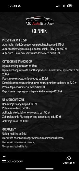 Przyciemnianie szyb, regeneracja kloszy lamp, pranie tapicerki