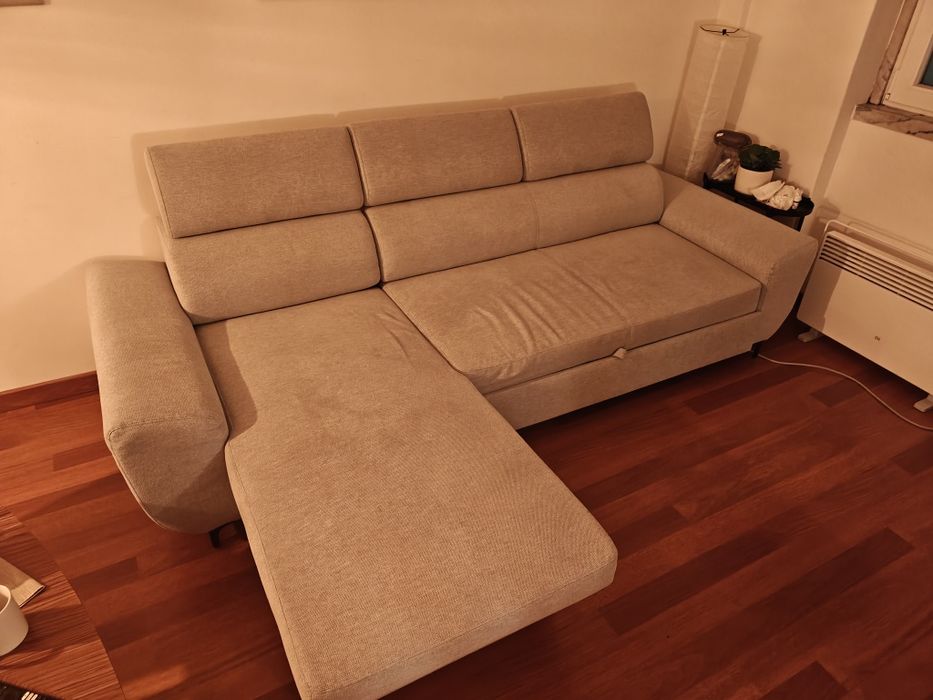 Sofá Chaise Longue Cinzento (Sofá-Cama)