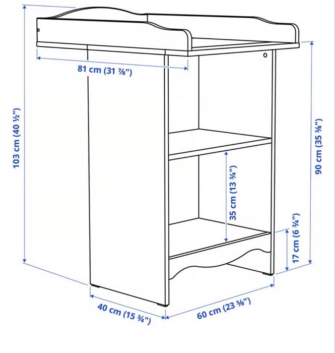 SMÅGÖRA Trocador / estante / muda fraldas branco 60x81x103