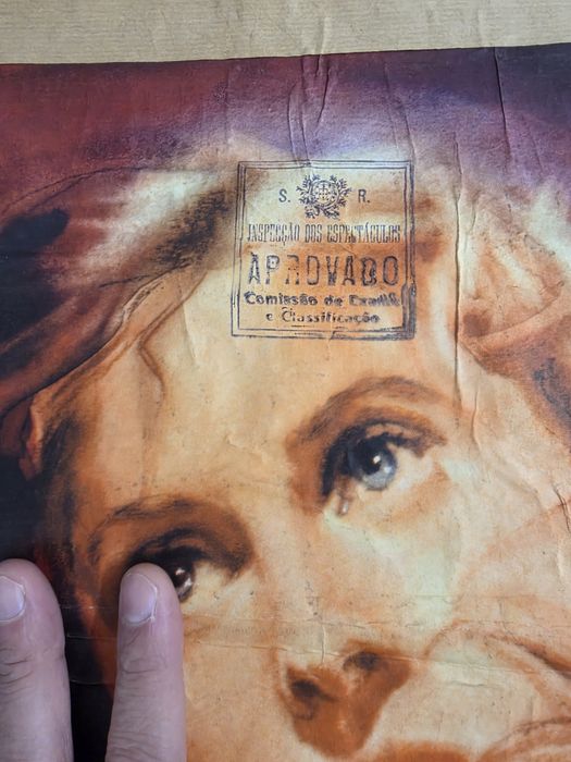 Cartaz de cinema 1957 com carimbo da direcção geral dos espectáculos