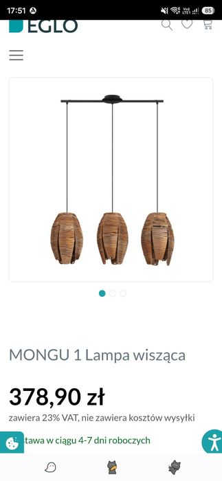 Żyrandol MONGU 1 Lampa wisząca boho