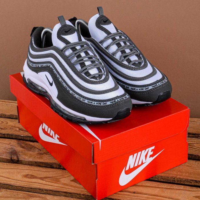 (1937) Акція! Кросівки Nike Air Max 97 сірі з білим (39 41) найк найки