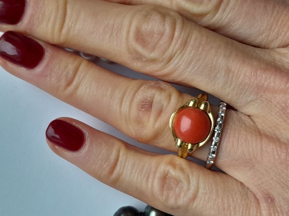 R.16 Retro Pierścionek 3.83g Koral nat. Złoto 585 WYCENA