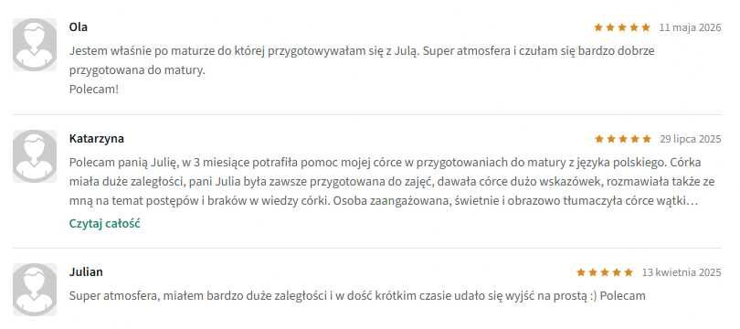 Język polski – korepetycje ONLINE | E8, liceum, matura