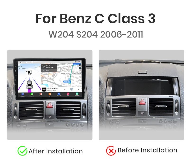 Rádio 9" android 13 Mercedes Classe 3 w204 s204 CARPLAY WIFI GPS Novo