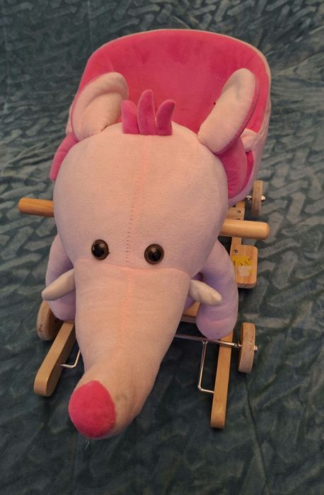 Carrinho e baloiço elefante rosa