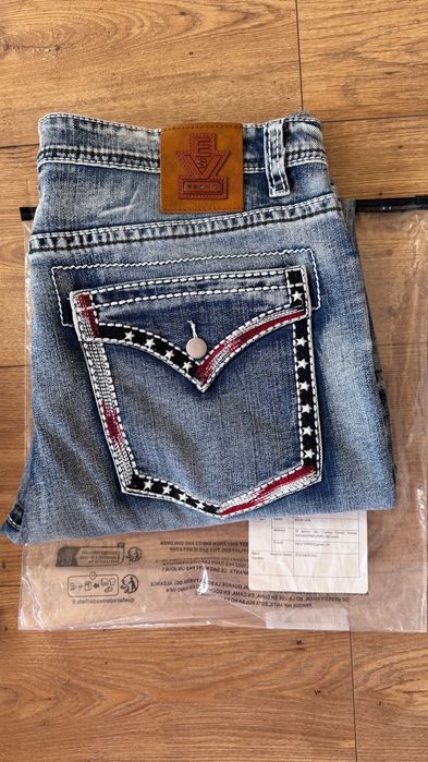 Spodnie Dżinsowe Slim-Fit z Haftem XL 54 / NOWE