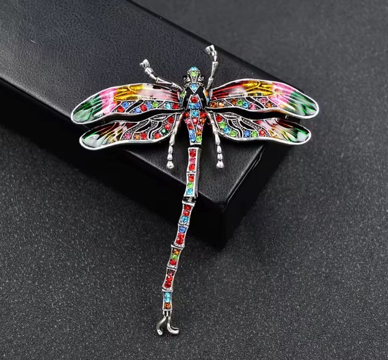 Ważka duża kolorowa broszka