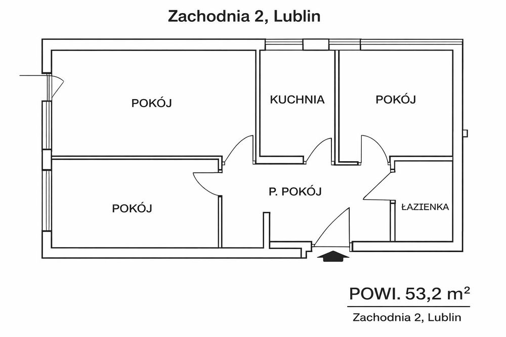 Mieszkanie 3P+K, balkon, dwie komórki, 53,20 m2, Zachodnia