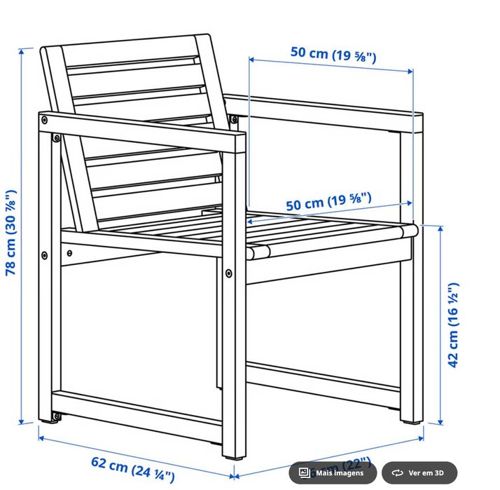 Cadeira de madeira para exterior IKEA